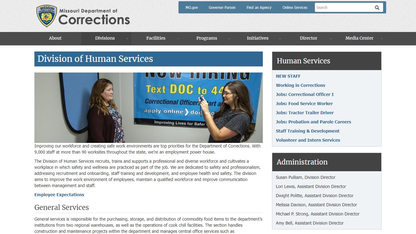 Division of Human Services | Missouri Department of Corrections