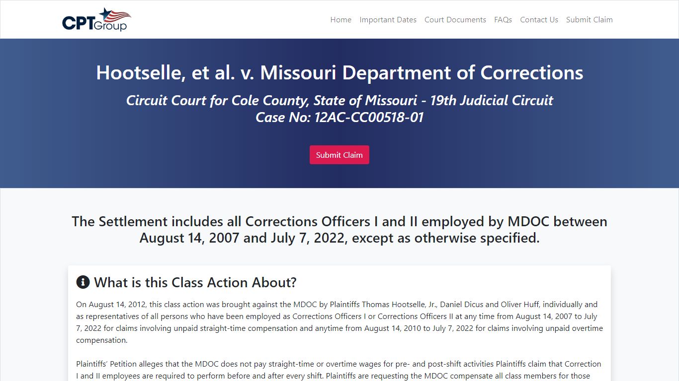 Home Page - Hootselle, et al. v. Missouri Department of Corrections